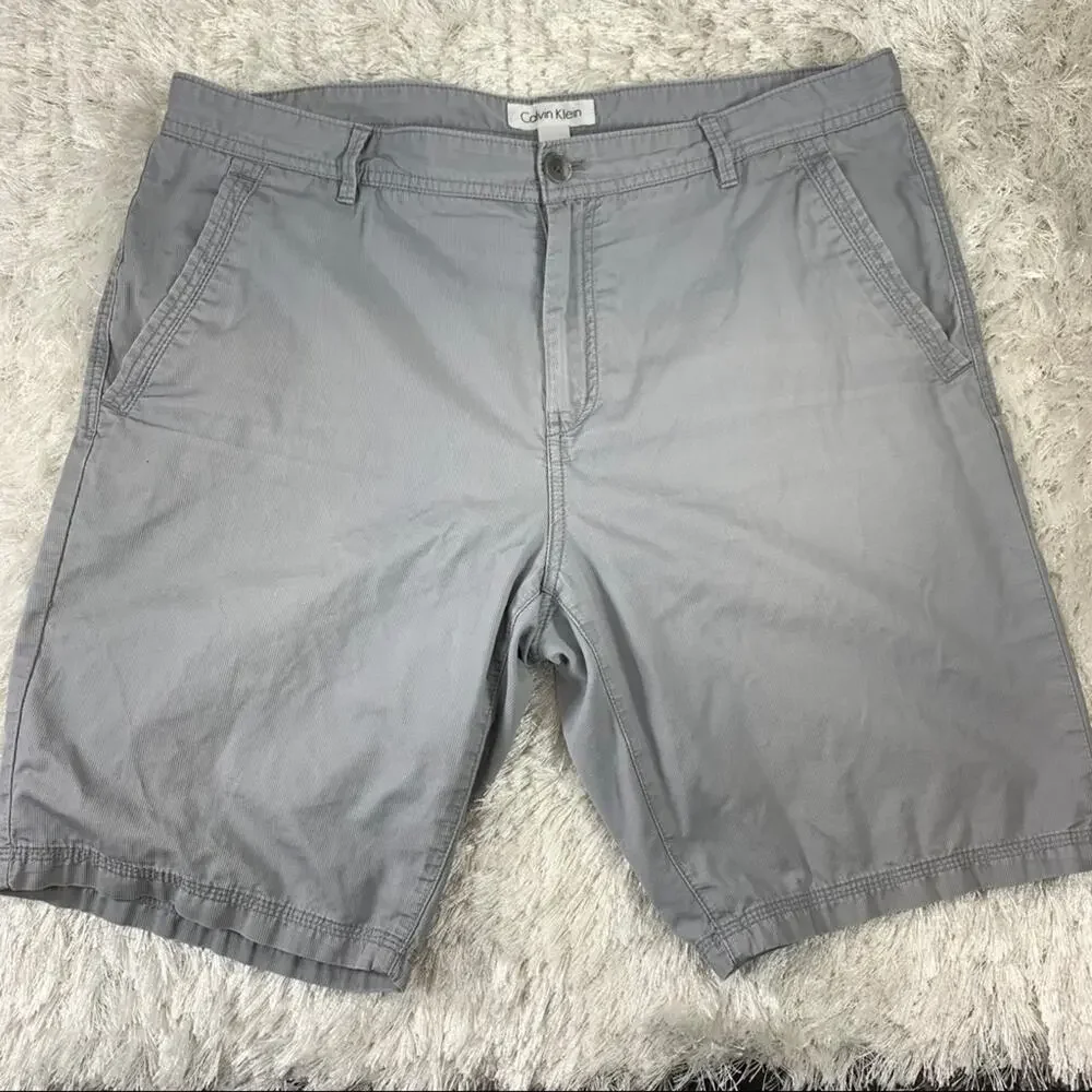 Calvin Klein Grey Cotton Flat Front Shorts  Sz 36